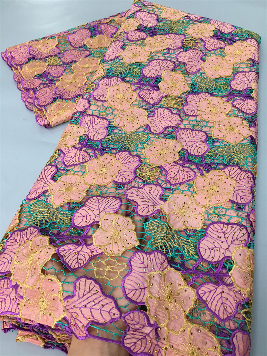 女性のためのアフリカのナイジェリアのレース生地,スイスの綿,刺繍レース,高品質,スイス,イブニングドレス,2.5ヤード,4022