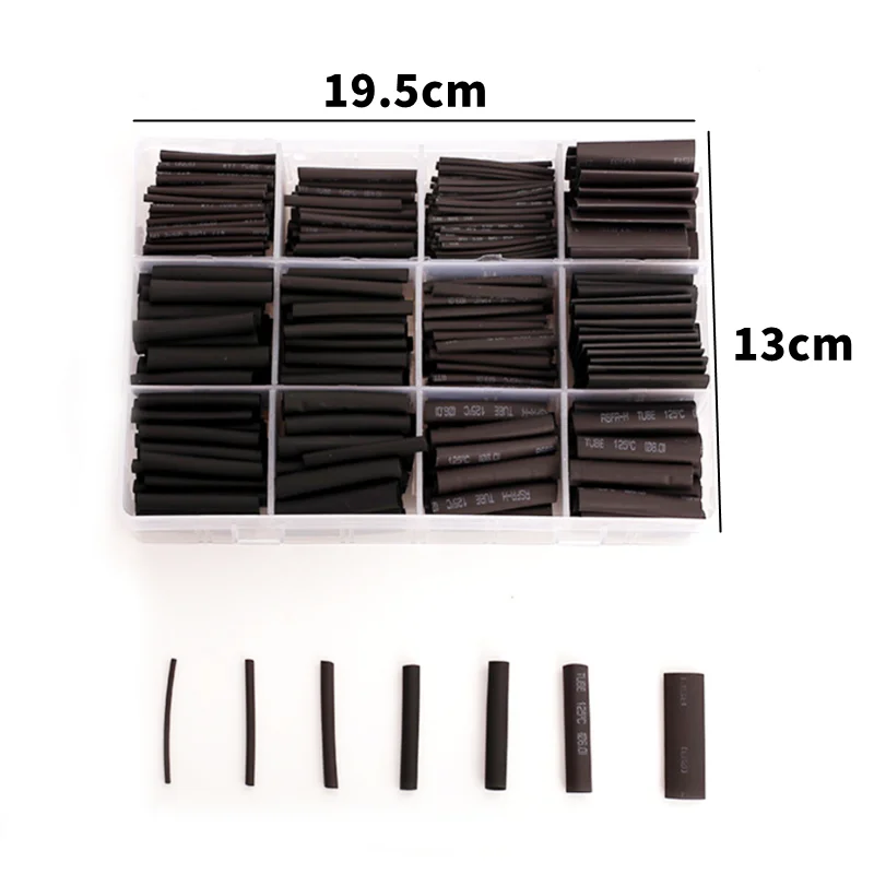 127-625 Chiếc Hộp Đen Nhiệt Shrinktubing 2:1 Điện Tử DIY Bộ, cách Nhiệt Polyolefin Vỏ Bọc Ống Co Dây Cáp Và Cáp Ống