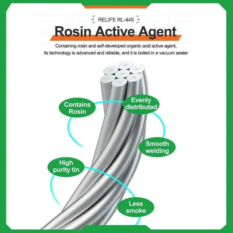 RELIFE RL-445 0.3/0.4/0.5/0.6mm High Purity Rosin Core Solder Wire for Mobile Phone Electronic Parts Repair Solder Wire Tool