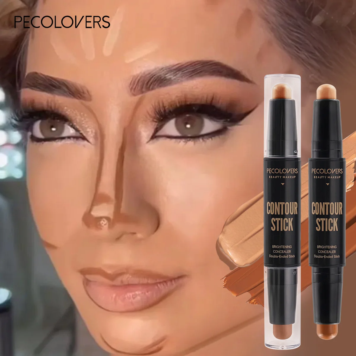 Double HEAD Highlight ปากกา Face Make Up Liquid กันน้ํา Contouring Foundation Contour แต่งหน้าคอนซีลเลอร์ Stick ดินสอเครื่องสําอาง