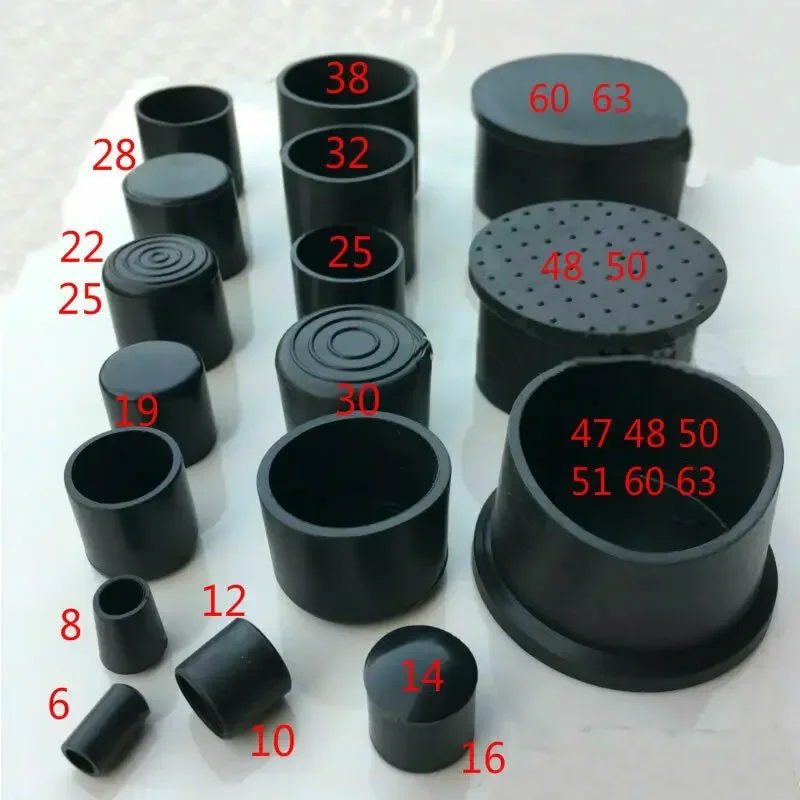 12PCS 12mm-63mm Runde Form PVC Gummi Abdeckungen Möbel Fuß Tisch Stuhl Bein End Kappe Abdeckung spitze Protektoren Schwarz