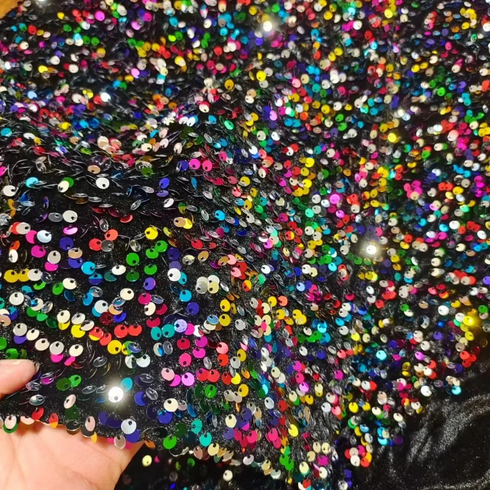 2 Yards Stretch-Paillettenstoffe nach den Yards Regenbogenfarbener Damen-Kurzrock, Schlinge, Nähtuchmaterial