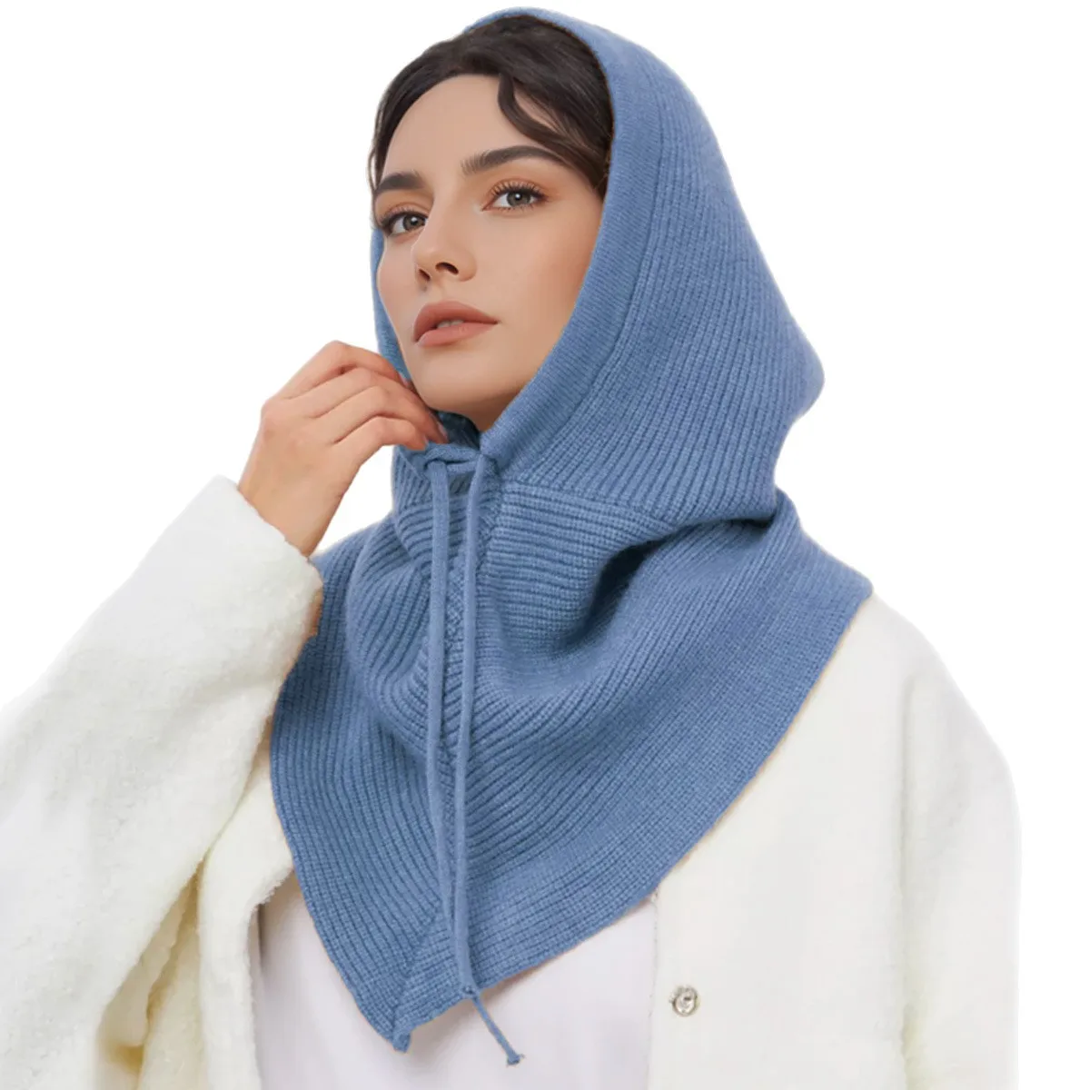 Cappello a cuffia lavorato a maglia da donna con sciarpa - Scaldacollo staccabile Infinity Cowl Maschera da sci invernale Cappello lavorato a maglia da donna Sciarpa Combo
