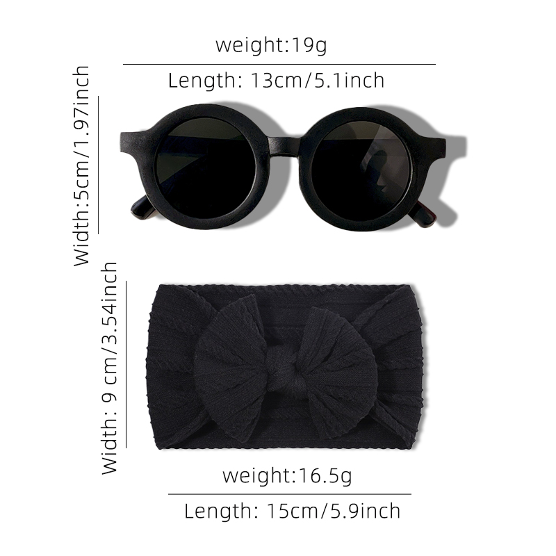 2 ชิ้น/เซ็ตเด็กใหม่สีทึบผ้าฝ้าย Bowknot กว้าง Hairband รอบแว่นตากันแดดชุดเด็กทารกแว่นตากันแดดเด็กอุปกรณ์เสริมผม
