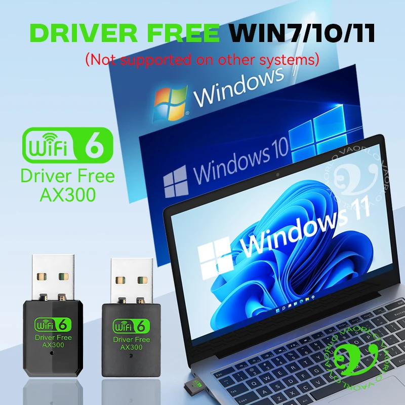Novo mini adaptador usb wifi 6 placa de rede 2.4ghz 802.11ax dongle sem fio ethernet receber unidade livre para computador portátil win 7/10/11