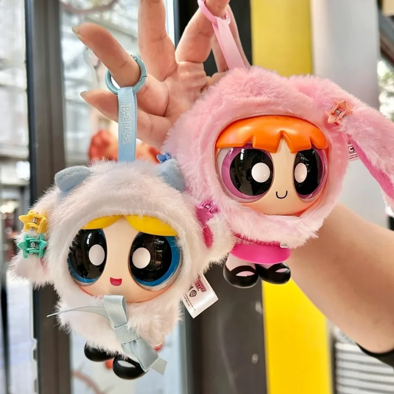 Toptoy The Powerpuff-Capa para niñas, muñeca travesti, caja ciega, muñeca de vinilo de felpa, mochila, colgante, llaveros/cadenas, juguete para regalo