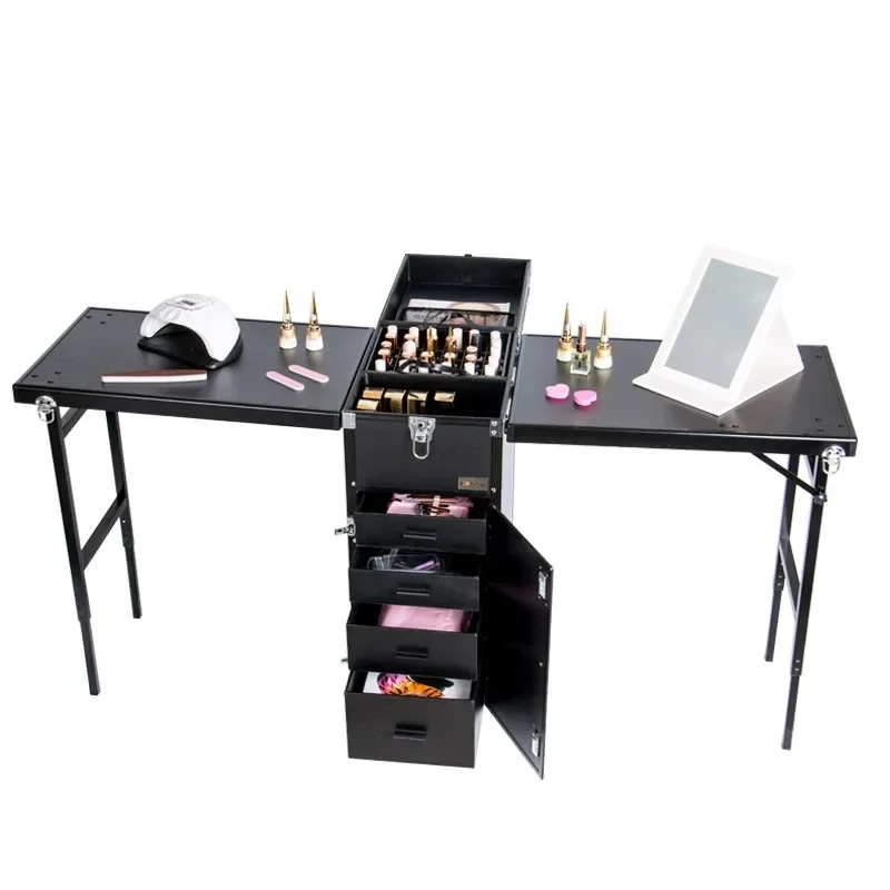 Portable Manicure Table Foldable Nail Table Makeup Train Case Desk Cosmetic Portable Folding Table Mesa De Manicura Profesional