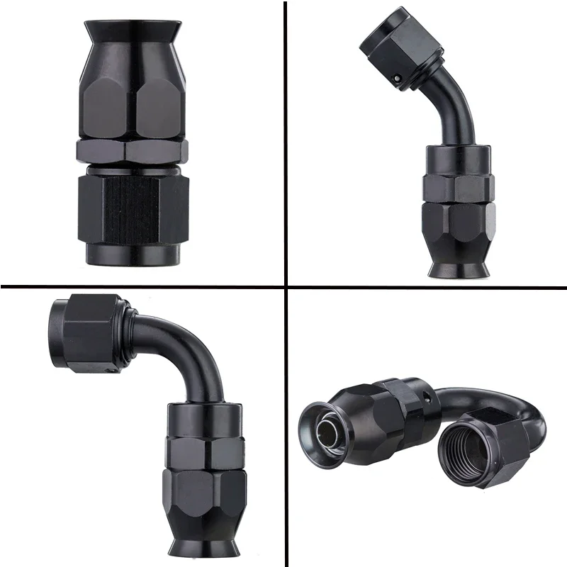 Universal Straight 0 45 90 180 Degree AN3 AN4 AN6 AN8 AN10 AN12 Car Hose End Fitting Hose Adapter For Swivel PTFE Oil Fuel Line