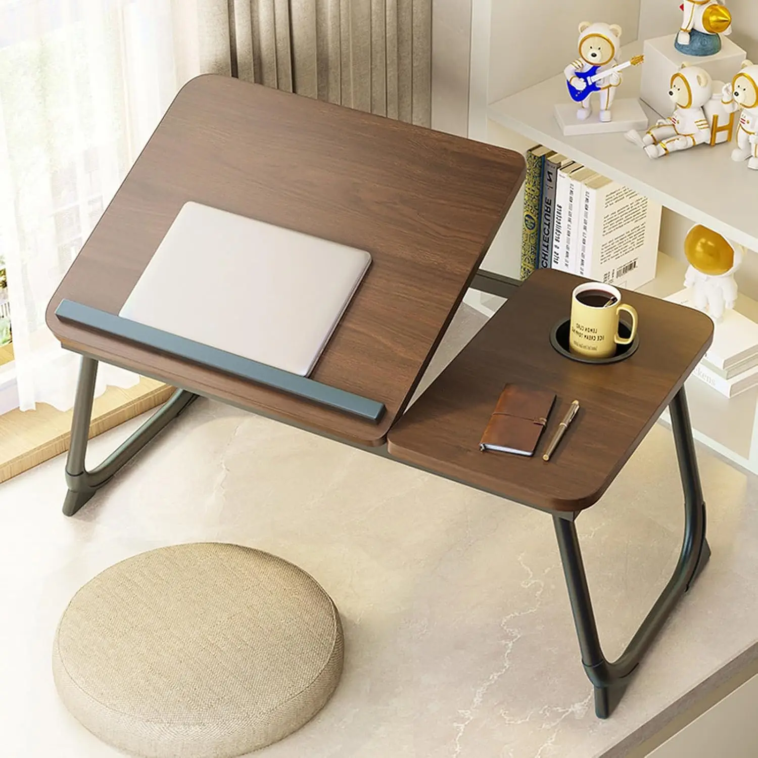 Multifunctional Lazy Table Portable Foldable Bed Table Height Adjustable Computer Desk with Cup Holder for Bed Office