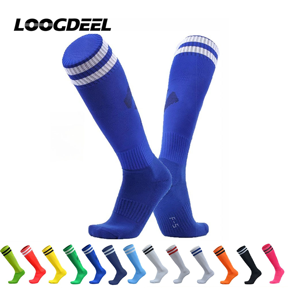 LOOGDEEL  1Pair Soccer Socks Adult Football Long Tube Thick Towel Children's Anti Slip Knee High Basketball Running Sports Socks