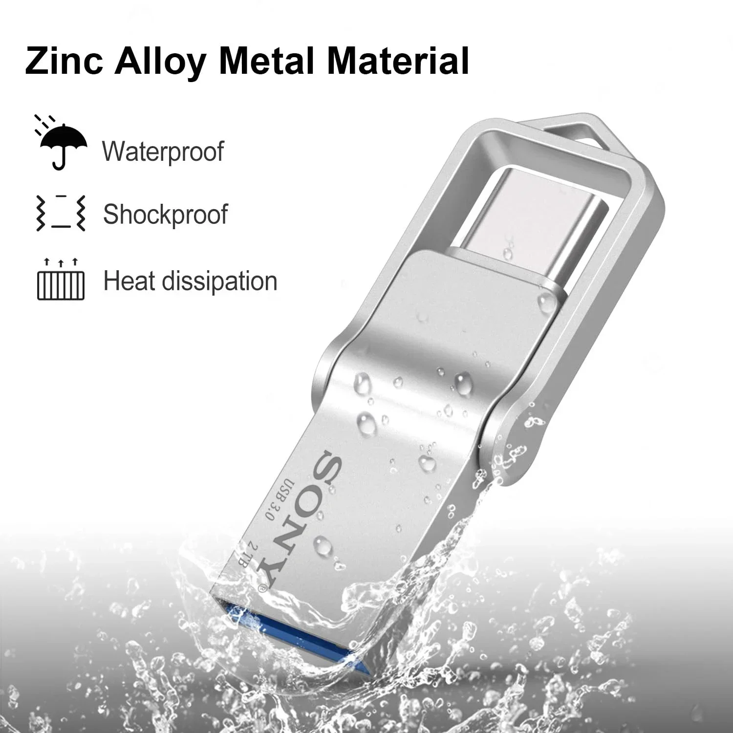 SONY 2 en 1 OTG USB-C Flash Pen Drive Memory Stick de metal USB 3.0 Flash Disk 64GB 128GB 256G USB3.0 Dual C Pendrive