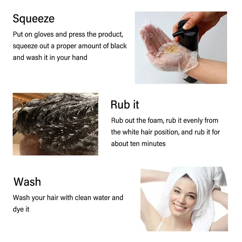 500ml shampoo de tintura de cabelo 3 em 1 tratamento natural de coloração instantânea para shampoo de cabelo grande capacidade sem danos ao cabelo shampoo