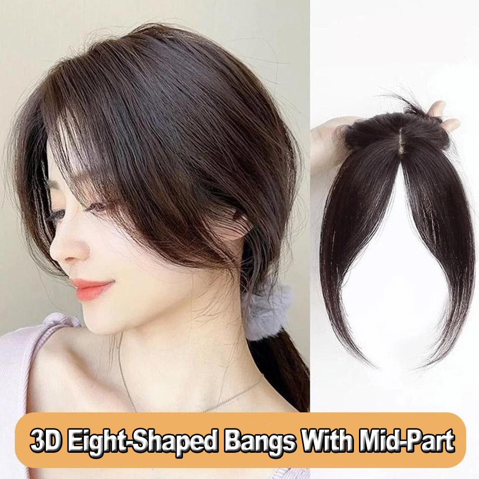 Synthetisches 3D-Air-Pony-Haarteil, einfacher Clip-In-Pony mit achtförmigen Fransen, natürlicher, unsichtbarer Clourse-Pony, Mittelteil-Topper