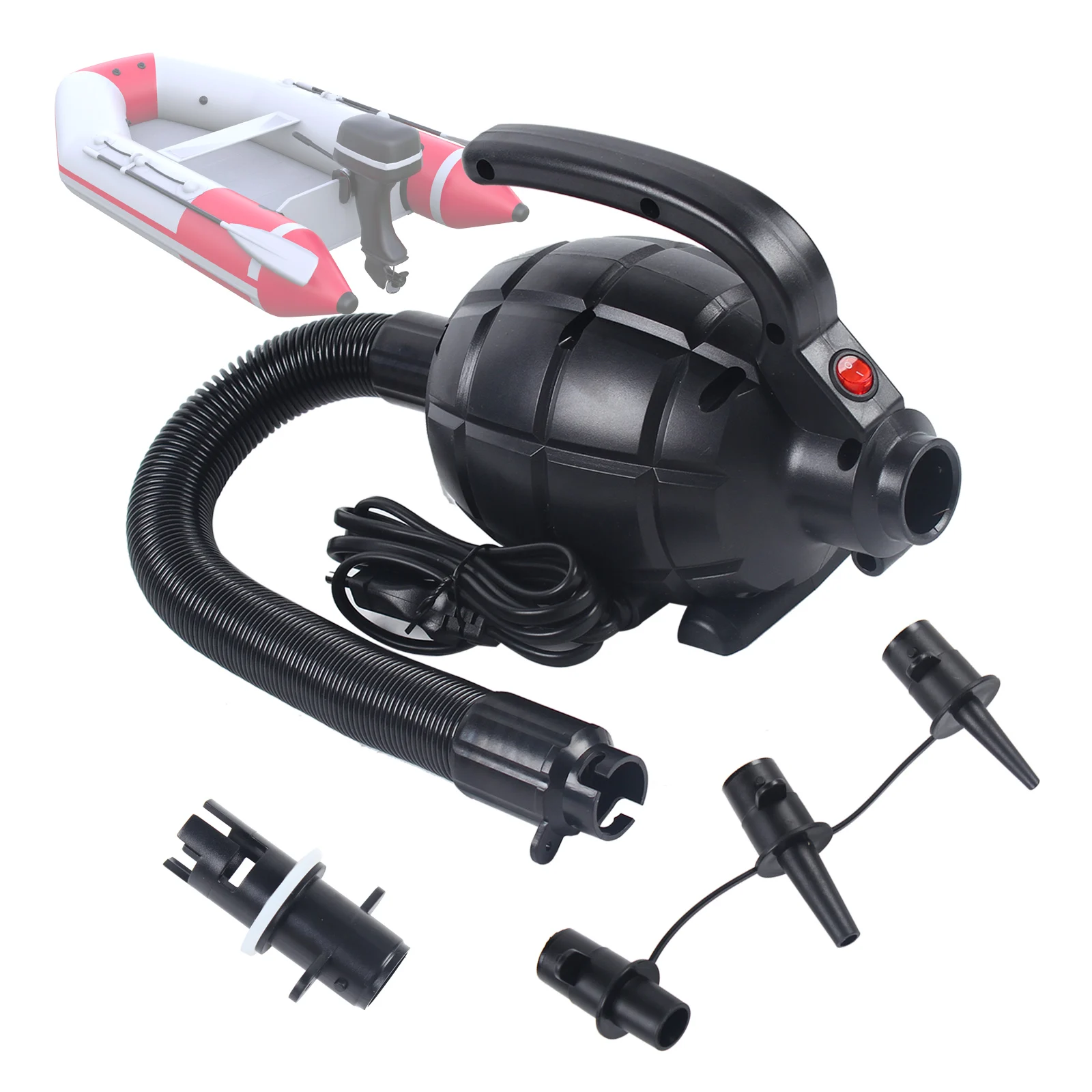 Bomba de ar de alta pressão 1000L/min elétrica portátil 220V 600W com 4 bicos para barcos infláveis