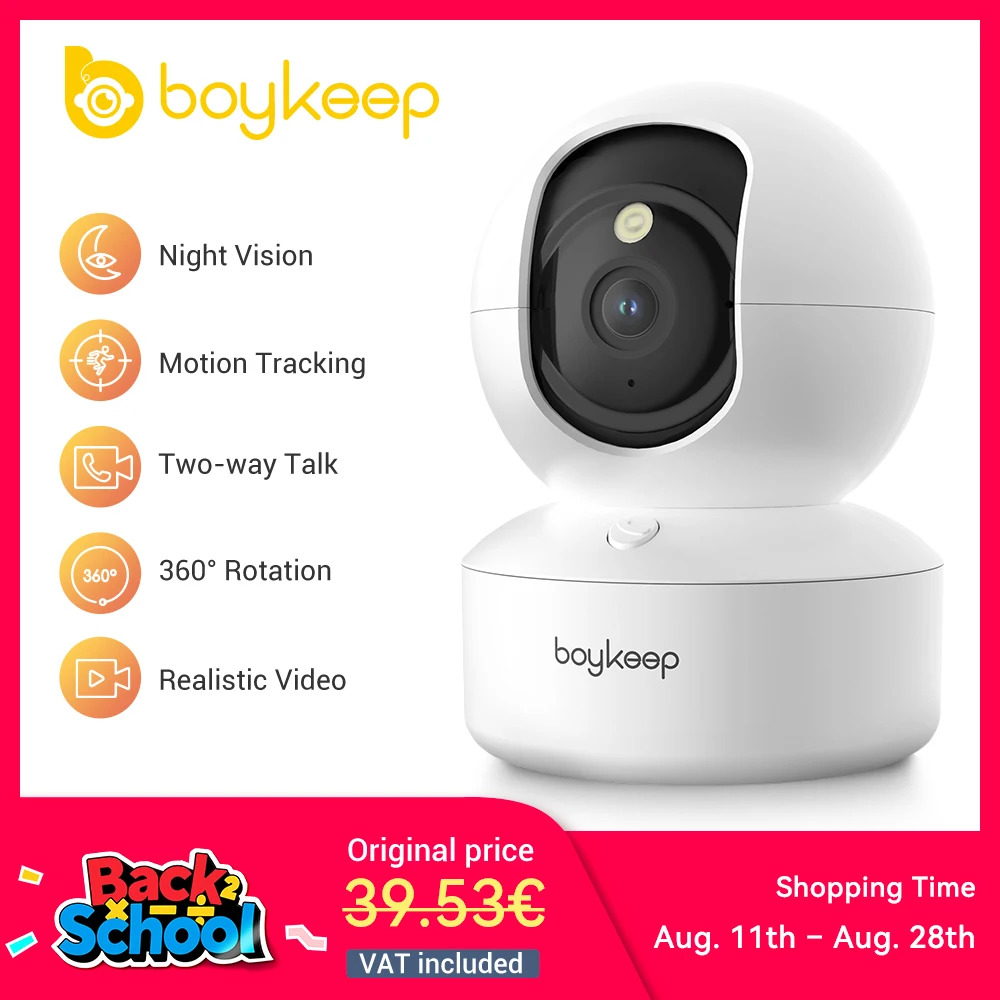 BoyKeep Smart Kamera 2K Sicherheitsschutz WLAN-Überwachung 5G/2,4 GHz Indoor Baby Nachtsicht 360 °   Schwenk- und Neigefunktion, 2-Wege-Audio K30
