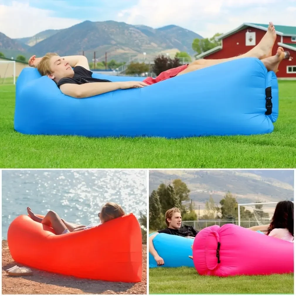 Lazy Inflatable โซฟากลางแจ้งแบบพกพา Inflatable โซฟาพับ Camping Inflatable โซฟากลางแจ้งเฟอร์นิเจอร์ Inflatable Lounger