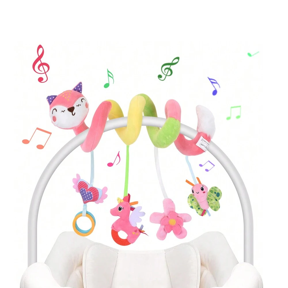 Seggiolino auto per bambini Giocattoli 3-6 mesi Passeggino Giocattoli Infantile Volpe Spirale Appeso Peluche con carillon BB Squeaker e sonagli Regalo di attività