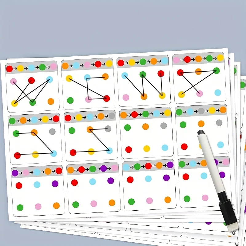 Visual tracking focus and attention training card,color and number recognition, ideal memory improvement,perfect children's gift