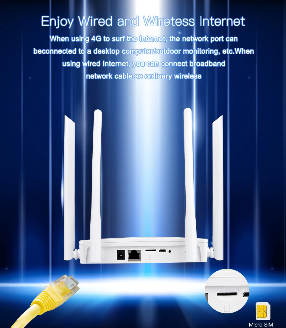 KuWFi 4G LTE CPE-router 300 Mbps draadloze thuisrouter 3G 4G SIM 2.4G wifi-router RJ45 WAN LAN Draadloos 4G-modem Ondersteuning 10 apparaten