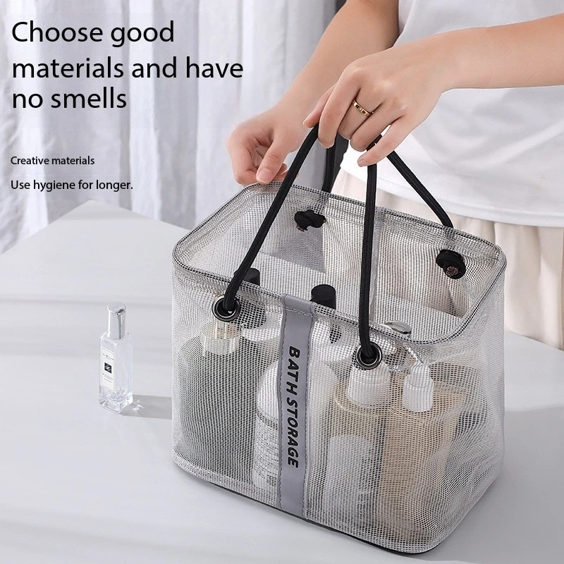 ตะกร้าระบายน้ําตาข่ายพับได้ 2in1 Travel Toiletry ว่ายน้ํา Organizer ขนาดใหญ่แบบพกพาพกพา Handle Eco Friendly Storage