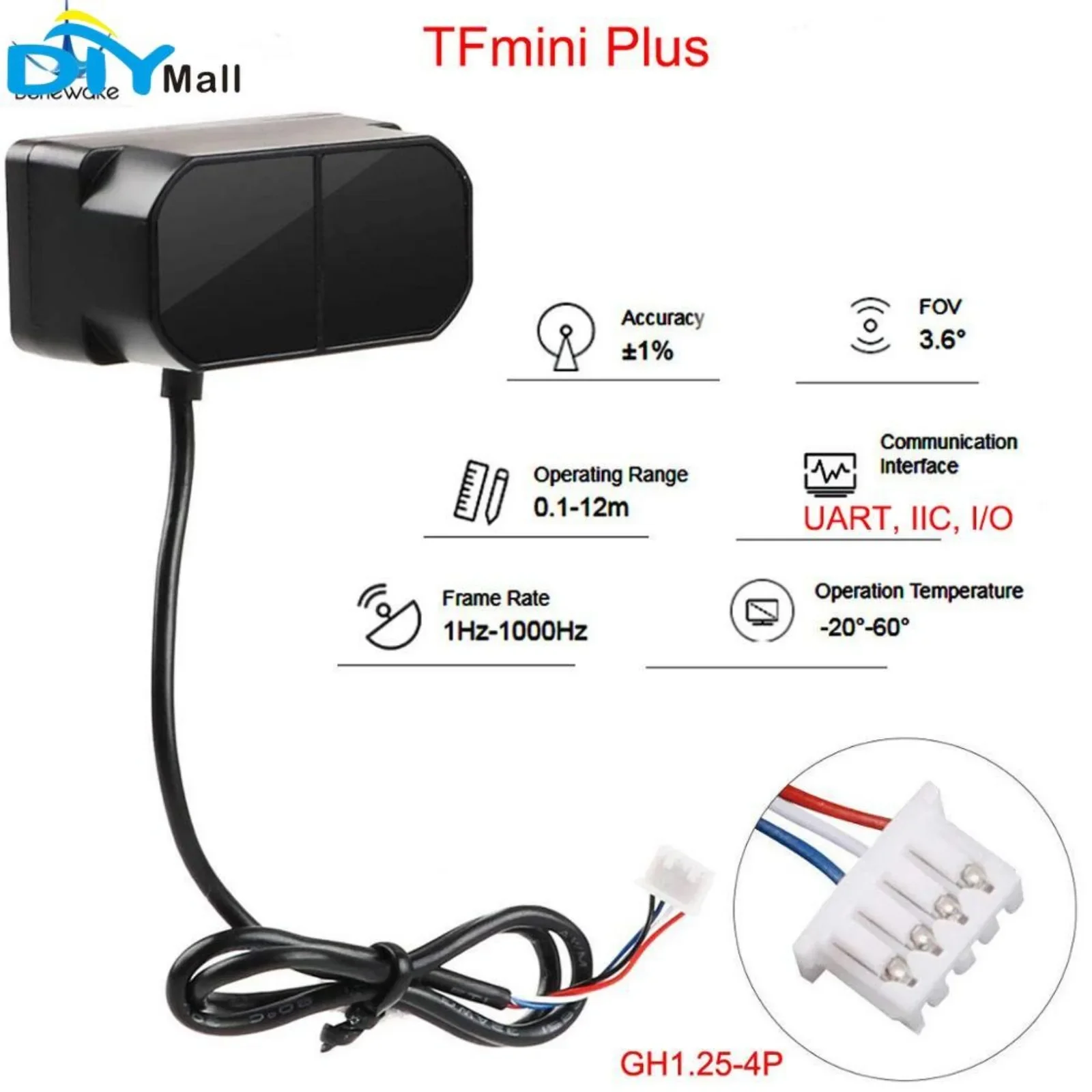 Benewake tfmini-s/tfmini PLUS เซ็นเซอร์ค้นหาระยะทาง LIDAR I2C โมดูลช่วงไมโครจุดเดียวสำหรับ Arduino pixhawk