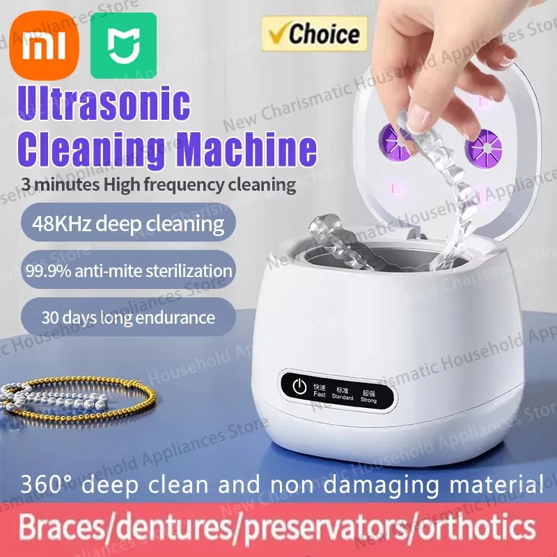 Xiaomi-limpiador ultrasónico para dentaduras postizas, dispositivo portátil de limpieza con ranuras internas de acero inoxidable, desinfección UV