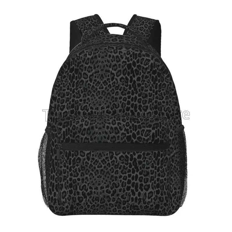 Black Leopard Print Travel Backpacks School Bag Lightweight Student Bookbag Unisex Laptop Daypack For Travel Hiking Camping