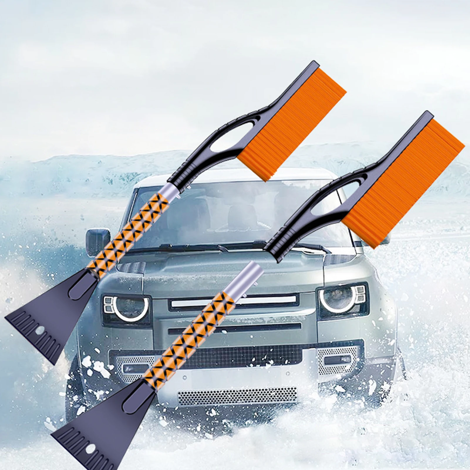 Cepillo de nieve y raspador de hielo desmontable para coche, cabezal de cerdas sin arañazos, raspador de hielo resistente, vehículos, camiones, limpieza de nieve