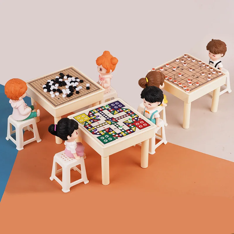 Adorno en miniatura para casa de muñecas a escala 1:12, Mini avión de ajedrez Gobang Mahjong, juego de mesa, rompecabezas, accesorios para el hogar, modelo regalo