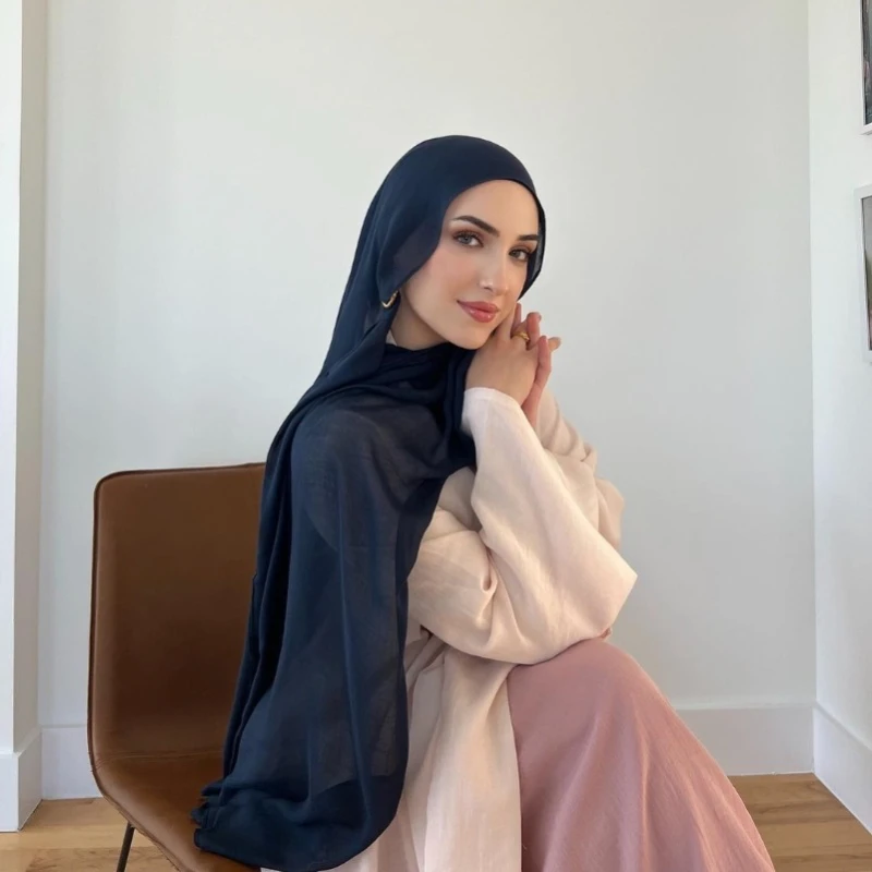 レーヨン-女性用コットンヒジャーブ,イスラムスカーフ,イスラム教徒,女性用ターバン,プレーンショール,ビスコース,2024