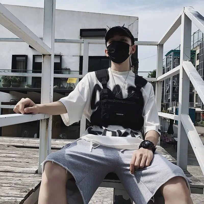 Saco de peito moda rua pacote tático multifuncional bonito moda colete amantes saco saco de esportes