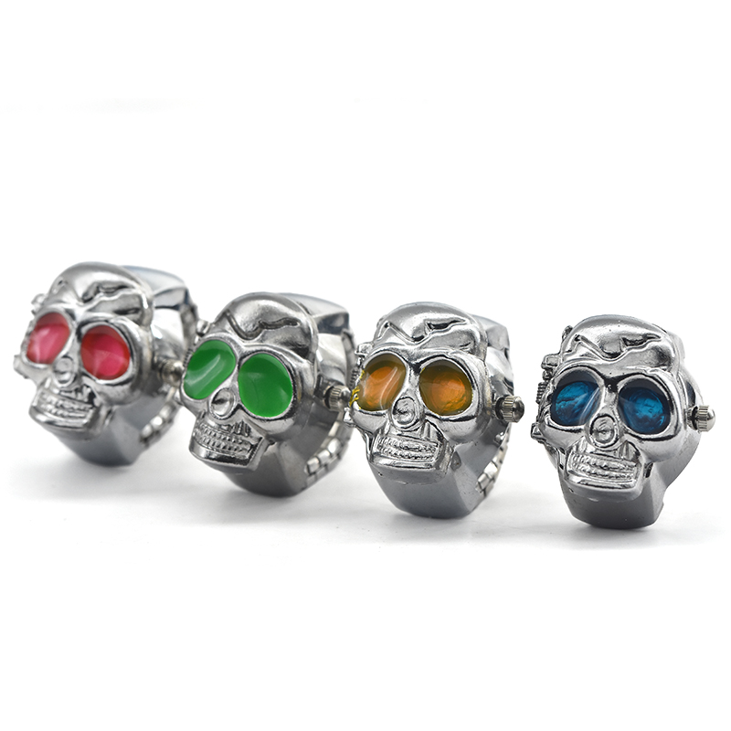 Crânio criativo venda personalidade anel de quartzo relógio liga circular dial unisex presente natal relógio divertido