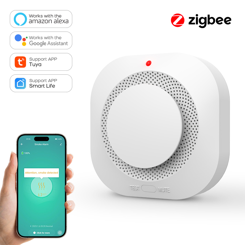 ZIGBEE 煙探知機ホームセキュリティ - SmartLife および Tuya 互換性を備えた高度な煙センサーおよび火災警報器 Gautone