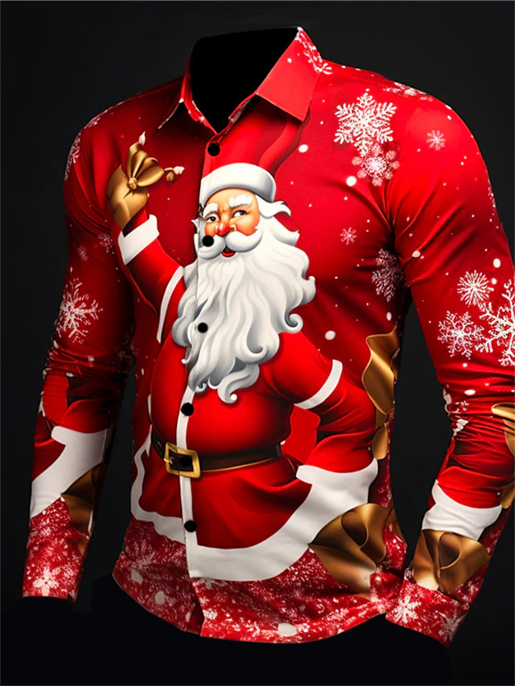 Camisa de manga larga para hombre con estampado de árbol de Navidad de regalo, camisa de moda para hombre de calle urbana, camisa de Navidad informal para Otoño e Invierno