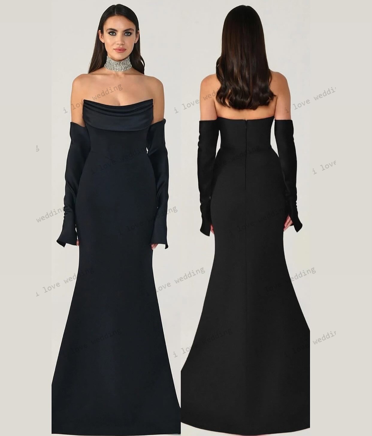 Brautjungfernkleid 2025, himmelblaues Hochzeitskleid für Frau, Gast, trägerlos, Satin, Meerjungfrau, offener Rücken, eleganter U-Boot-Ausschnitt, individuell