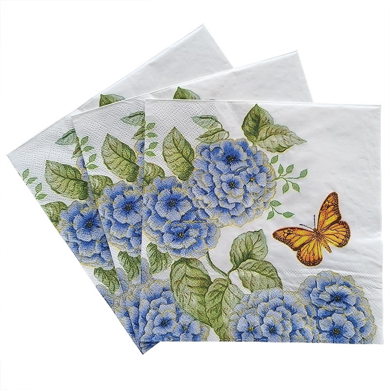 10/20 stücke/Pac Gold Schmetterling große Blume Serviette Restaurant Papier Tischset bunt drucken Geburtstags feier Dekoration Papier