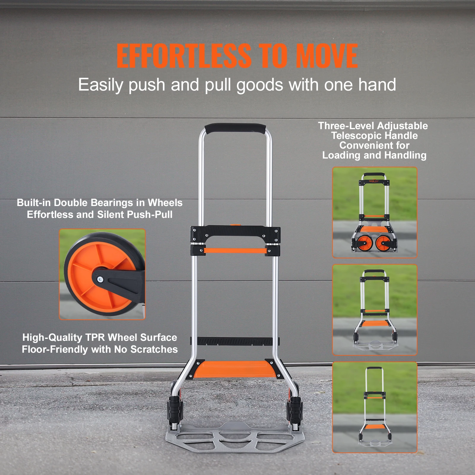 SucceBuy 275/309 lbs Folding Hand Truck Portable Unity Cart Dolly with Telescoping Handle and Binding Rope for Moving Warehouse