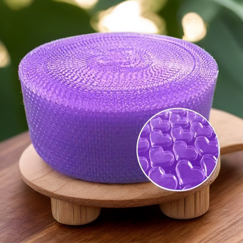 20 センチメートル x 5 メートルかわいいバブルメーラーギフト中小企業ボックス Shockpoof 包装ラップバブルパープルカラーラブハートフィルム