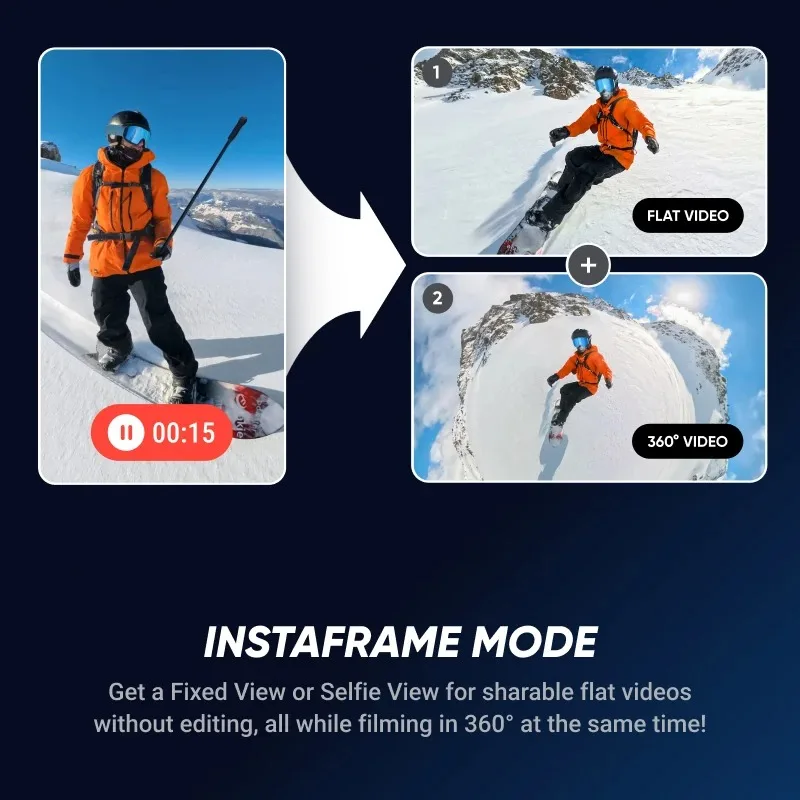 Insta360 X5 Waterproof 8K 360° Action Cam Lenses8K 30fps 360° Video X5 Action Camera Wind Guard 185mins New original
