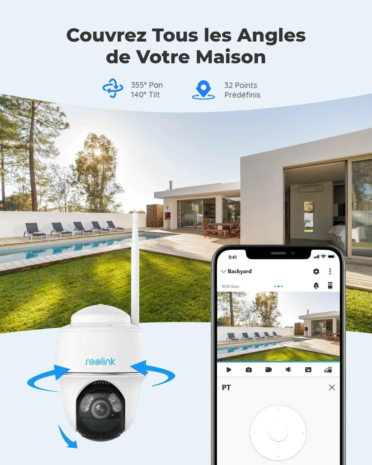 Reolink 4K 8MP caméra de sécurité panoramique et inclinable sans fil 5MP caméra IP WiFi extérieure solaire/alimentée par batterie caméras de Surveillance PT 3MP