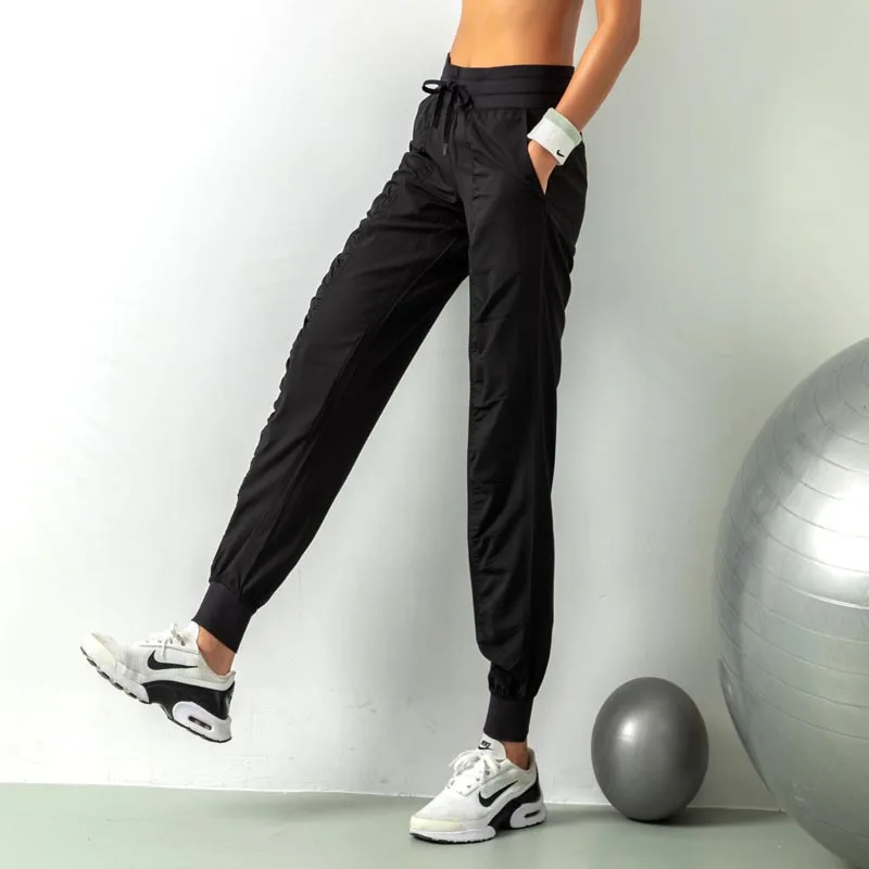 Rugas emagrecimento calças esportivas de fitness das mulheres solto encaixe leggings calças de corrida casuais calças de secagem rápida calças harlan finas