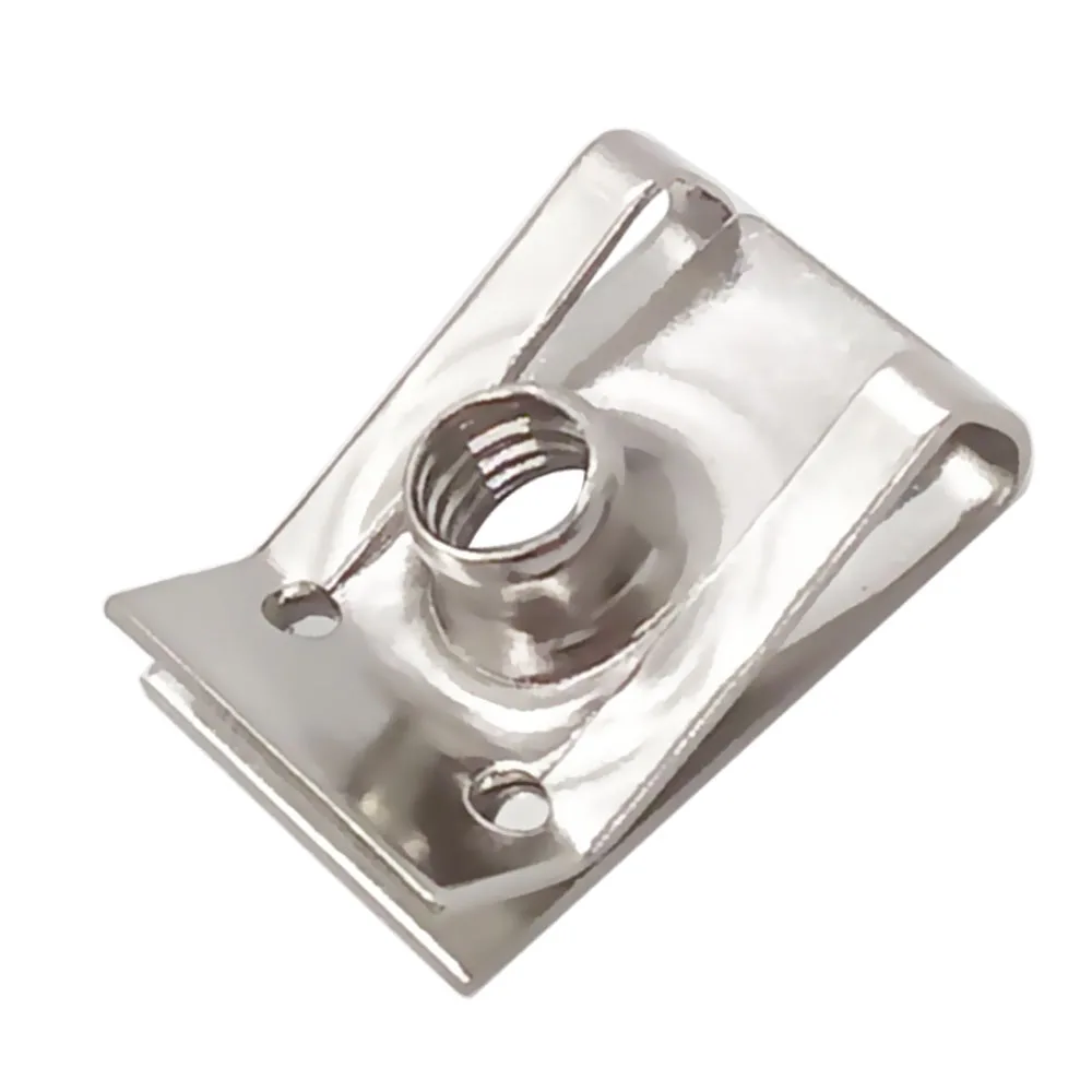 10 Uds. Clips tipo U de acero inoxidable placa tuerca de resorte de hoja M6 M5 M4 M8 8mm 5mm 6mm 4mm tuercas de lengüeta para coche motocicleta Scooter ATV