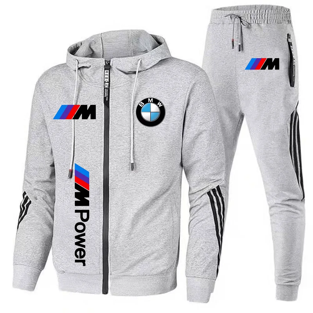 Модный и повседневный весенне-осенний кардиган на молнии с принтом BMW, комплект с капюшоном, весенне-осенний комплект для гонок BMW mMn, спортивная одежда