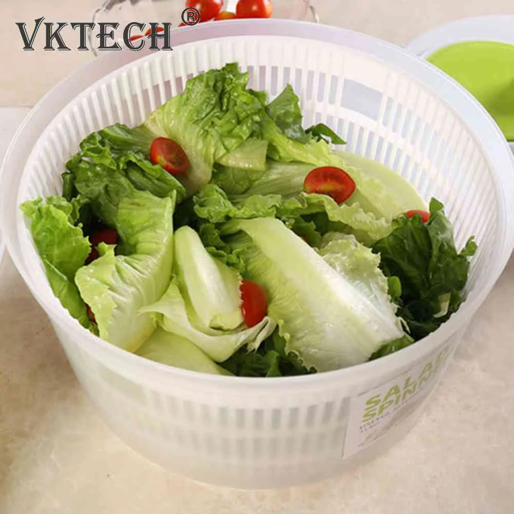 Multifunction Salad Spinner Lettuce Dryer Manual Vegetable Drainer Crisper Strainer For Washing Drying Leafy Kitchen Accesosries