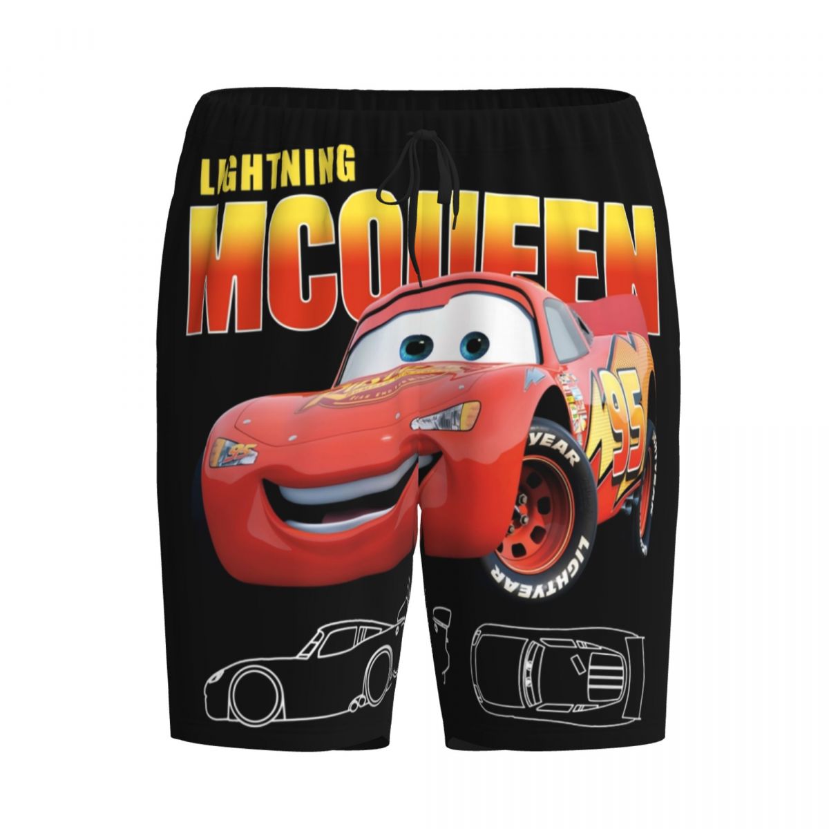 Pantalones cortos de pijama con estampado personalizado para hombre, Lightning Mcqueen Cars, pijamas para dormir, pantalones con bolsillos