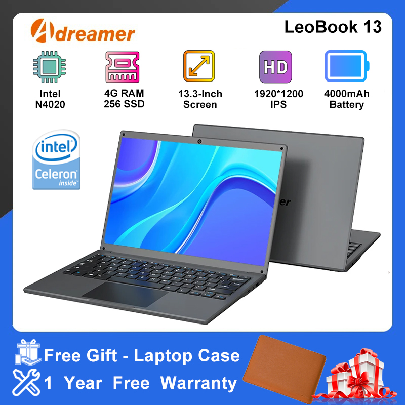 Adreamer 13.3-inch Laptop LeoBook13 Notebook 1920*1200 IPS Windows 10 Intel N4020 4G RAM 256G SSD Portable for Student Business