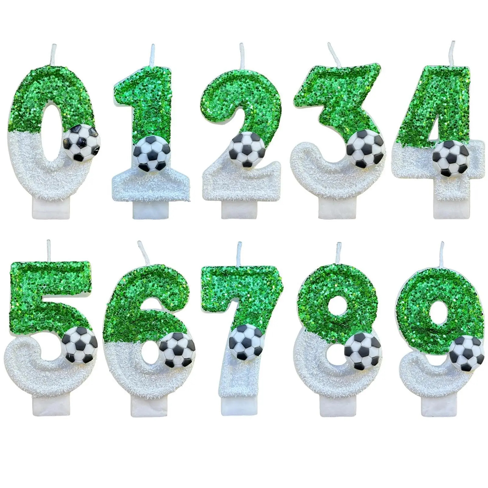 Velas con números de cumpleaños de fútbol, números de velas para pasteles, velas decorativas con números, decoración para tarta para cumpleaños