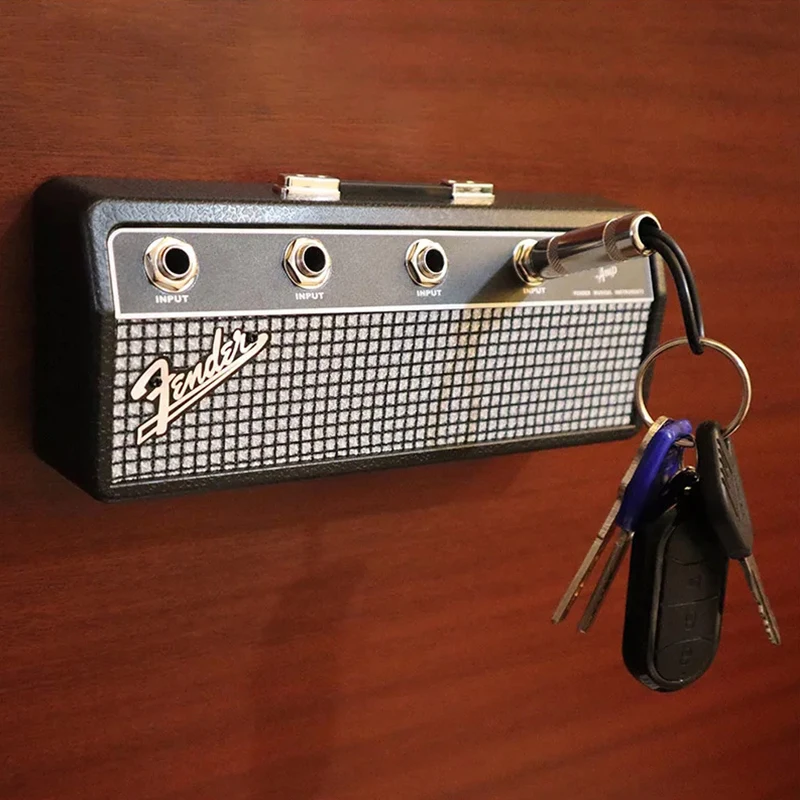 Khóa Nhạc Lưu Trữ Khung Đàn Guitar Fender Chìa Khóa Treo Tường Giá Đỡ Chiếc Nhẫn ĐẦM Vintage Amp Vòng Chìa Khóa Giữ Nhà Món Quà Trang Trí 2.0