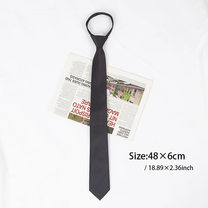 ผู้ชาย Tie สีทึบผอมซิป 6 ซม.สําหรับงานแต่งงานชุดเนคไทสีดําแฟชั่น Cravate ธุรกิจ Slim อุปกรณ์เสริมเสื้อ