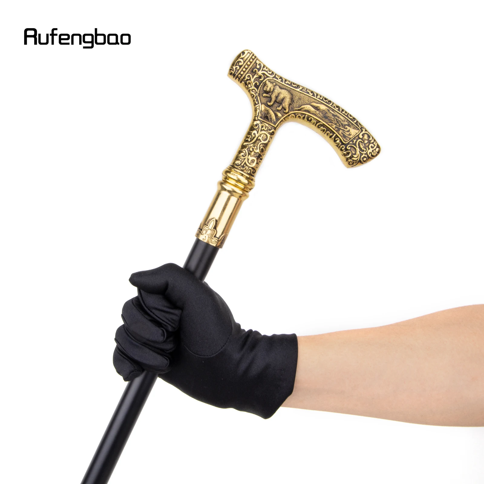 หรูหราทอง Bear Handle เดิน Cane ตกแต่งแฟชั่นเดิน Stick สุภาพบุรุษ Elegant คอสเพลย์ Cane ลูกบิด Crosier 90ซม.